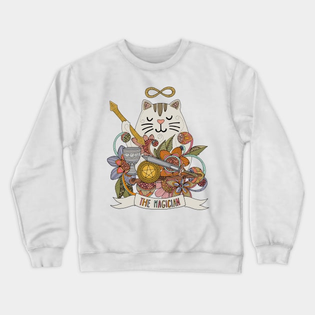 The Cat Magician Crewneck Sweatshirt by Valentina Harper